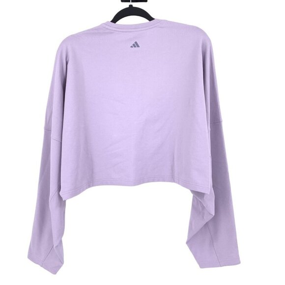 Adidas Aeroready Crewneck Sweatshirt Women's XL Purple Cropped Oversized - Picture 2 of 9